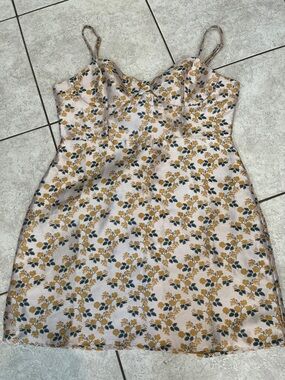 Stories Floral Spaghetti Strap Mini Dress Tapestry Pattern